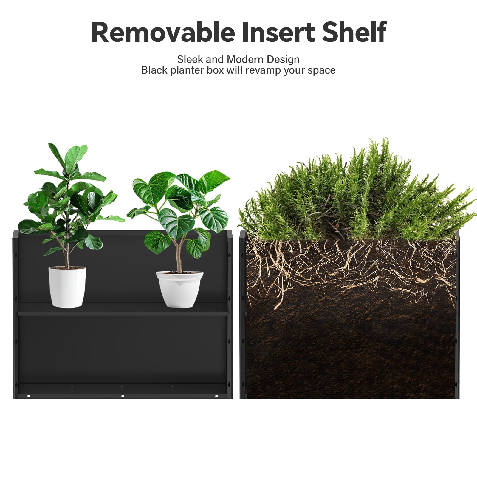 Ganeekiron planter staged on balcony with herbs illustrating space-saving benefit
