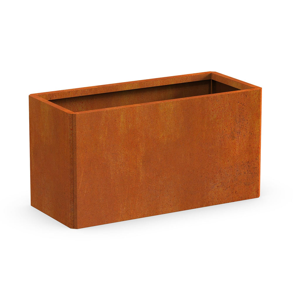 Ganeekiron front view of rectangular planter showing clean lines and durable finish