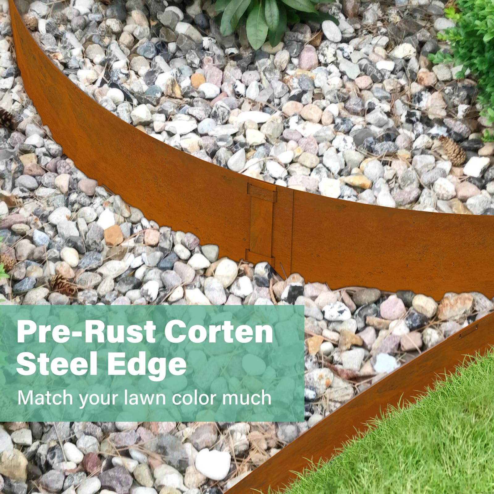 Ganeekiron edging lining pathway in garden showing clean separation benefit