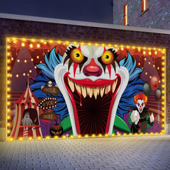 Ganeen full banner front view showing clown design and dramatic impact