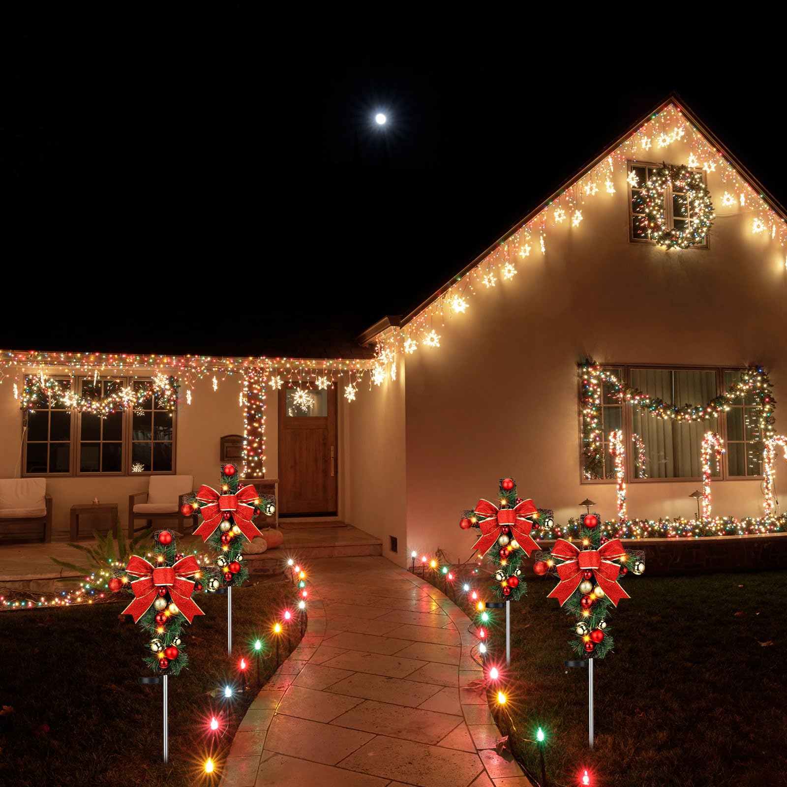 Ganeen garden holiday display with crosses showing versatile outdoor decorative use