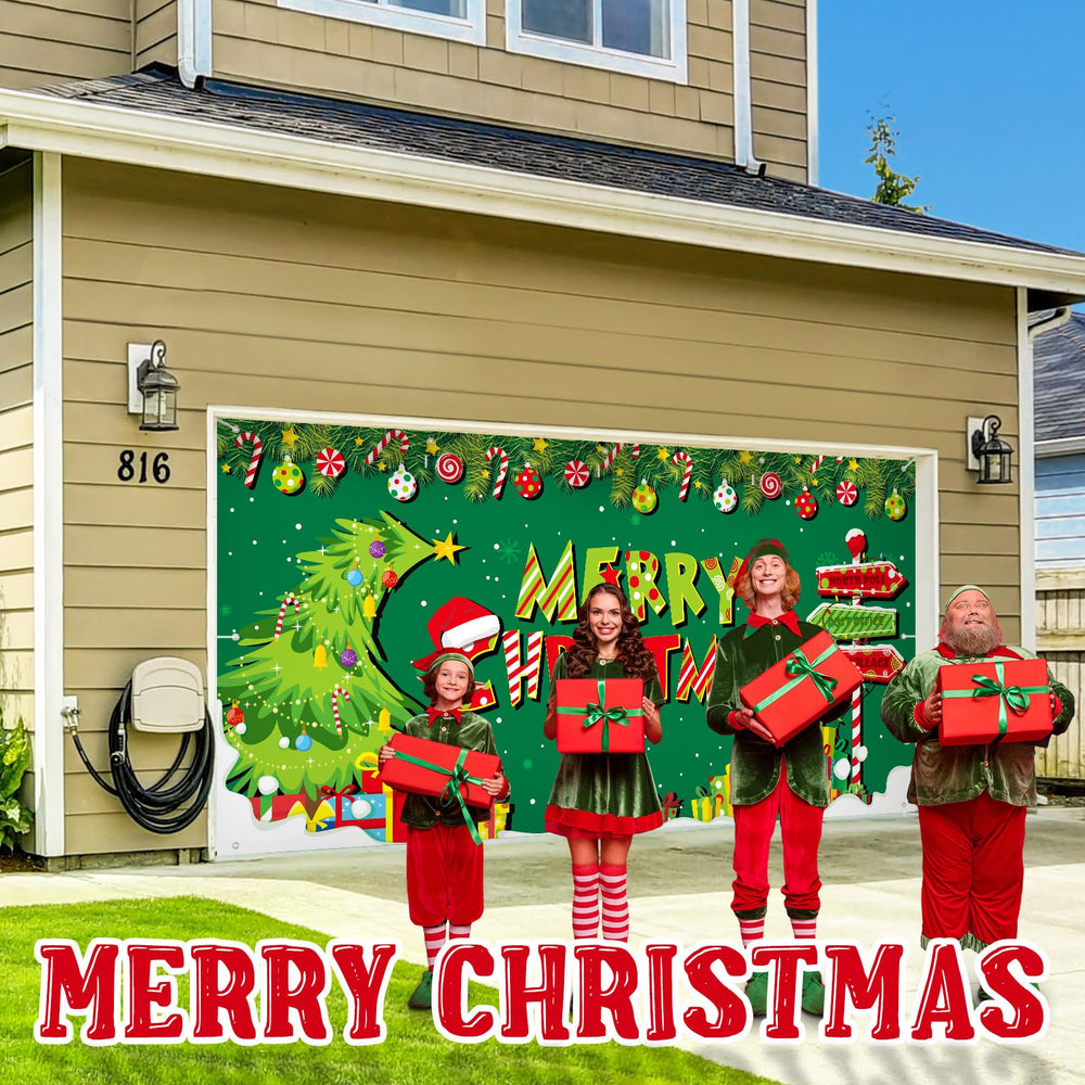 Ganeen banner used as indoor photo backdrop for parties and seasonal family photos