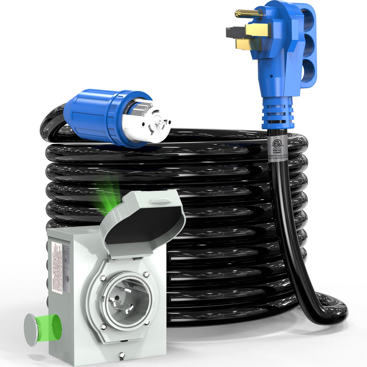 Ganggend front inlet box showing weatherproof cover and easy access benefit