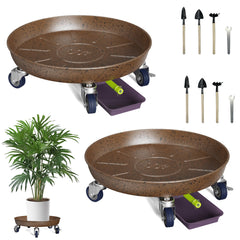 Ganggend front view metal plant caddy shows sturdy construction and floor protection