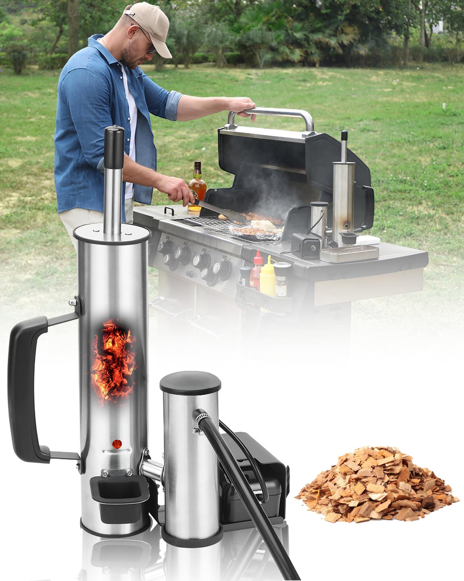 GANGSHELO front view showing compact smoker and easy controls for portable smoking