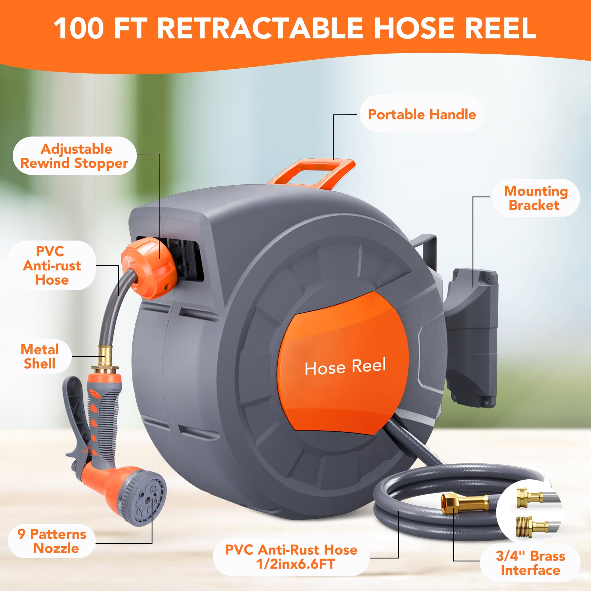 GAOMON layout of nine adjustable nozzles for versatile watering and cleaning