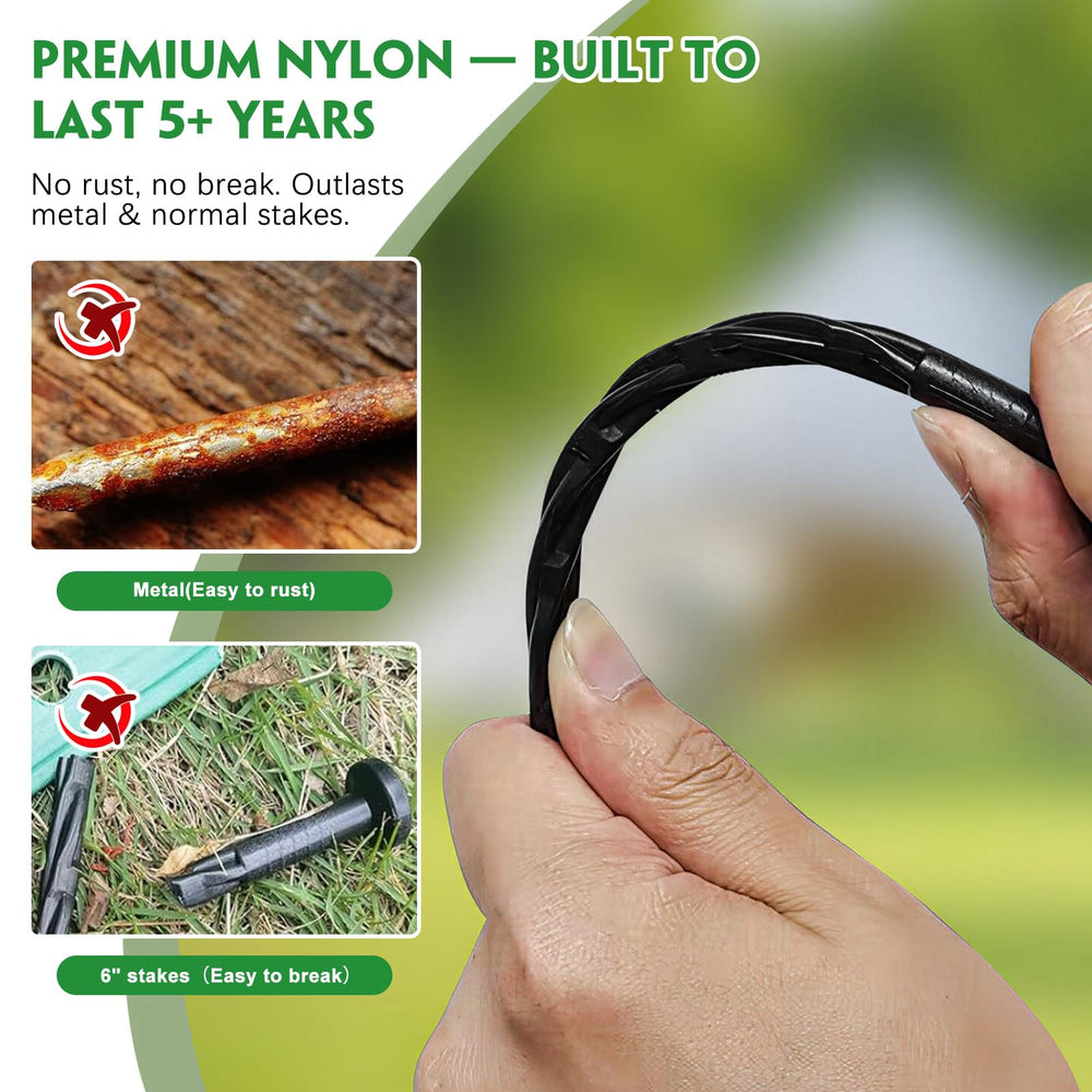Garaook stakes securing artificial turf edge for neat finish