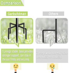 Garbuildman five-prong base pushed into soil showing strong ground anchoring