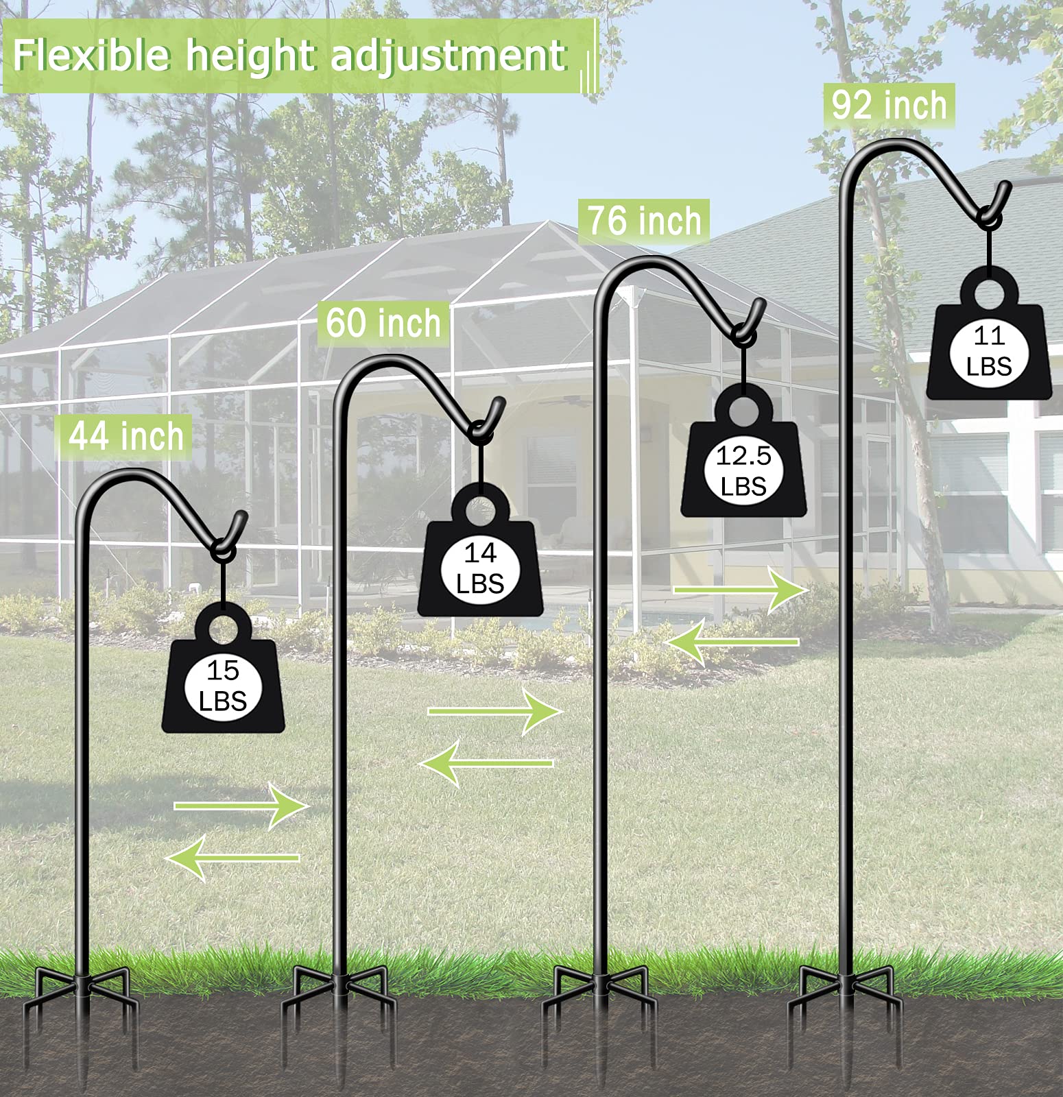 Garbuildman pole holding a bird feeder to attract birds while keeping feeder secure