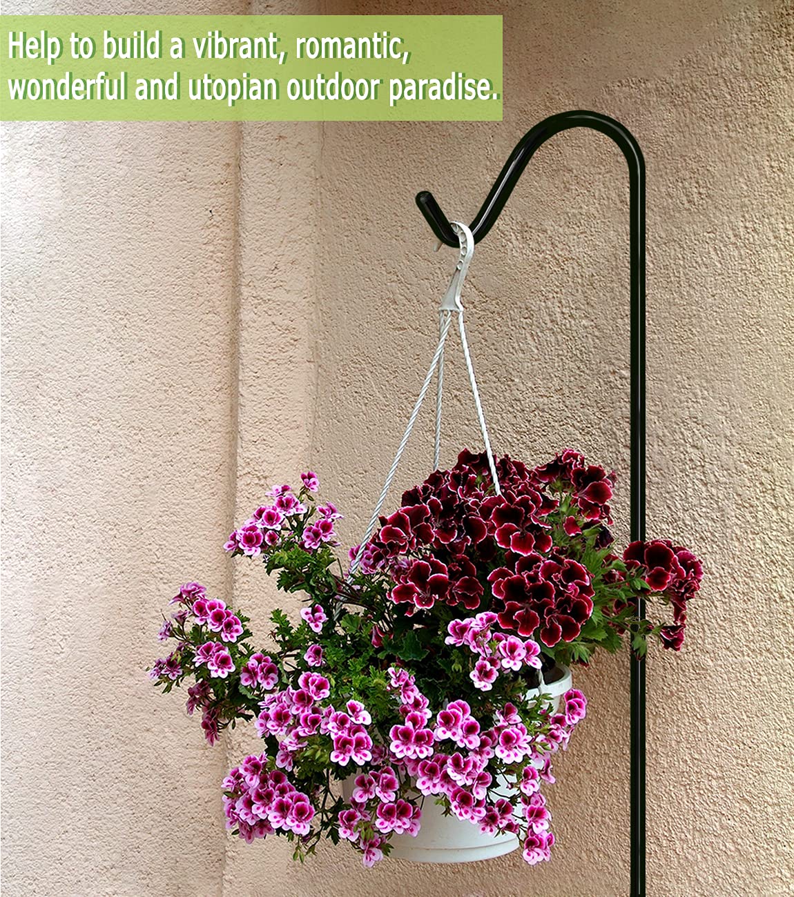 Garbuildman holding planter and lantern in a backyard for decorative lighting benefit