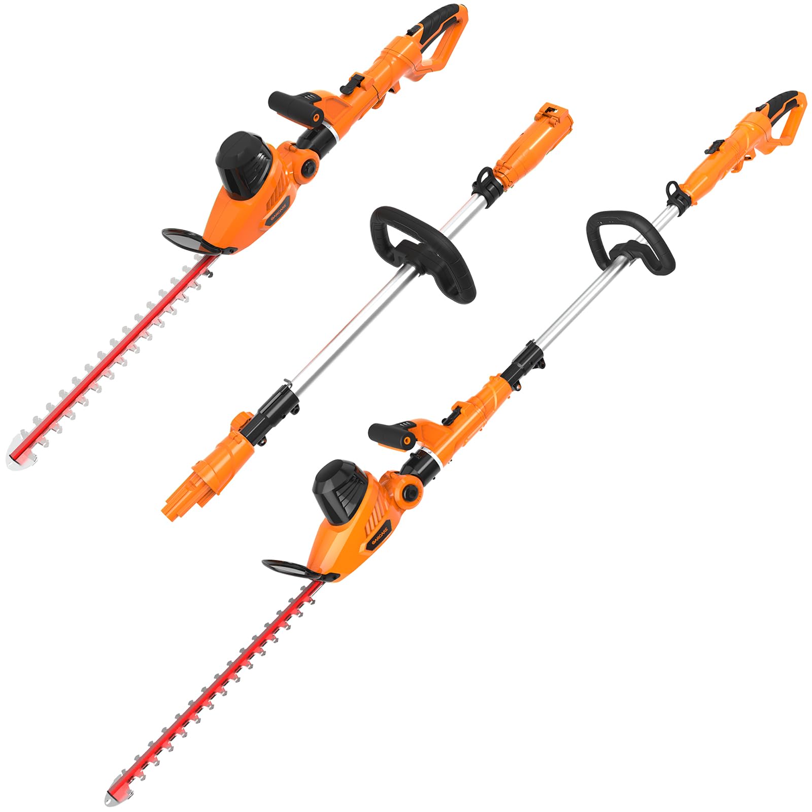 GARCARE front view pole trimmer showing full unit and controls for easy handling