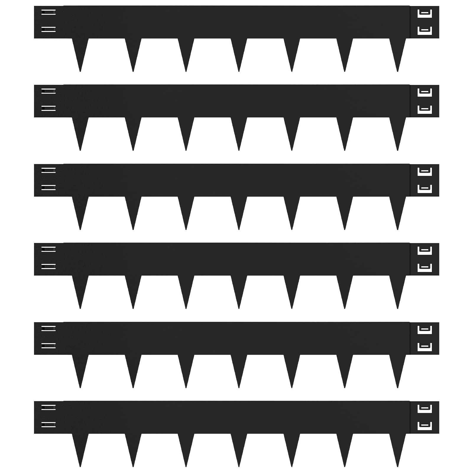 Gardenaire front view of six-piece steel edging kit showing stacked panels and connectors for clean borders