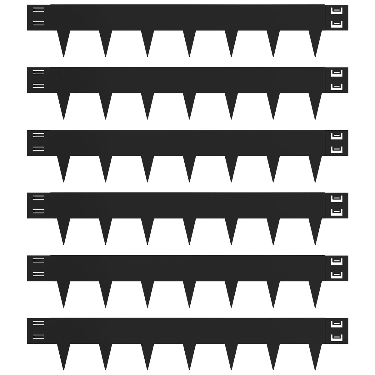 Gardenaire front view of six-piece steel edging kit showing stacked panels and connectors for clean borders