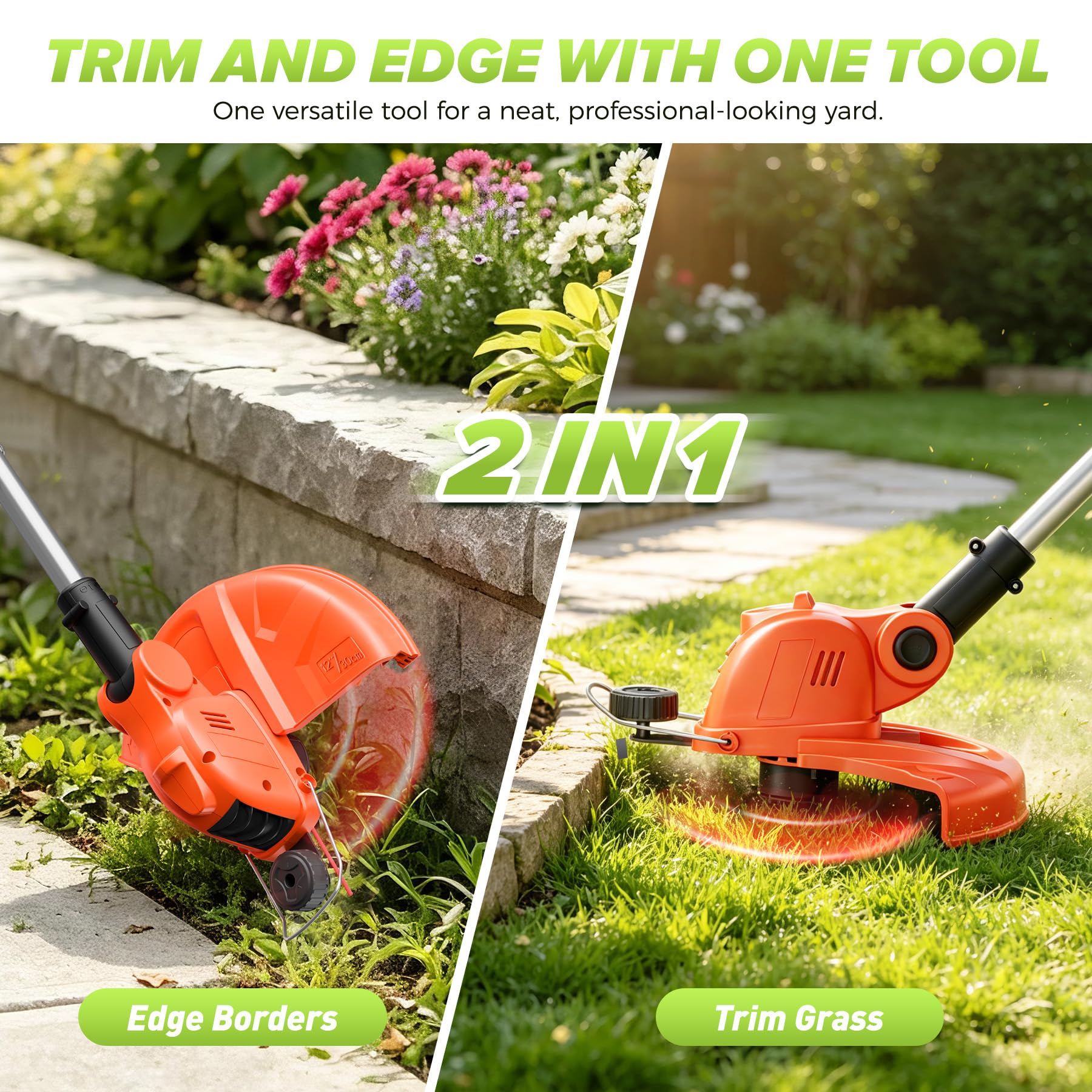 GARDBUD trimmer in use cutting lawn for efficient yard maintenance