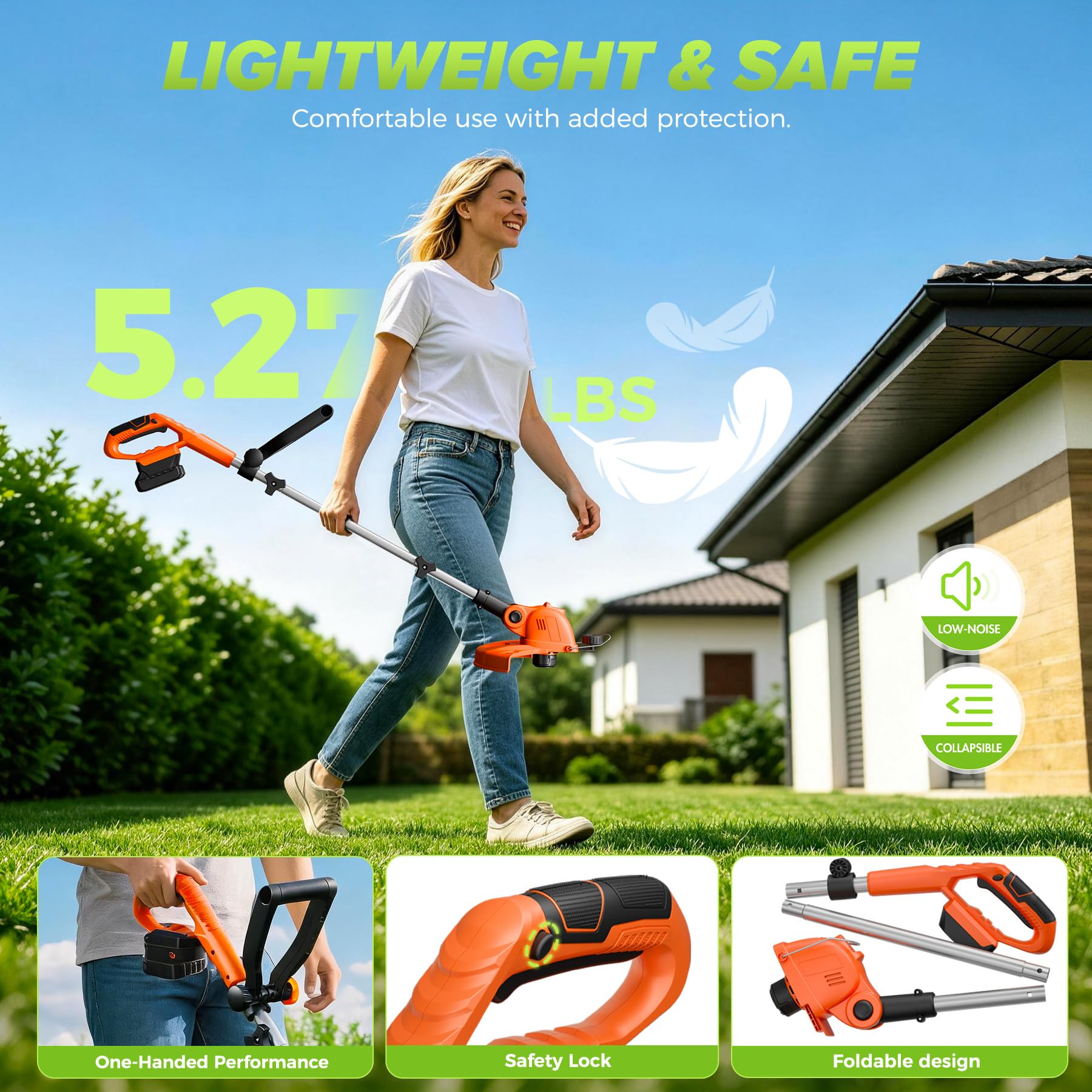 GARDBUD lightweight trimmer on scale for reduced fatigue benefit