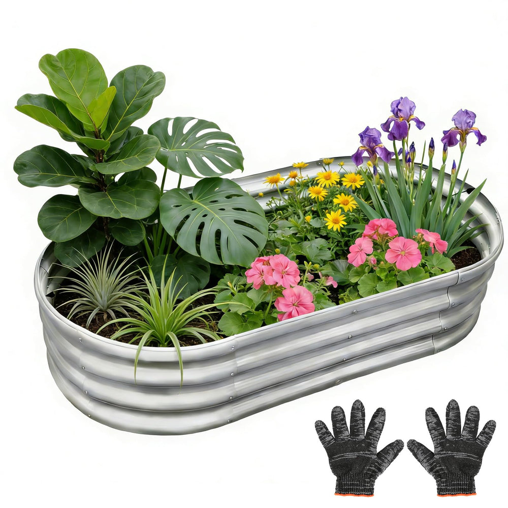 Gardeal front view of assembled bed showing sturdy galvanized planter and neat edges
