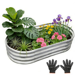 Gardeal front view of assembled bed showing sturdy galvanized planter and neat edges