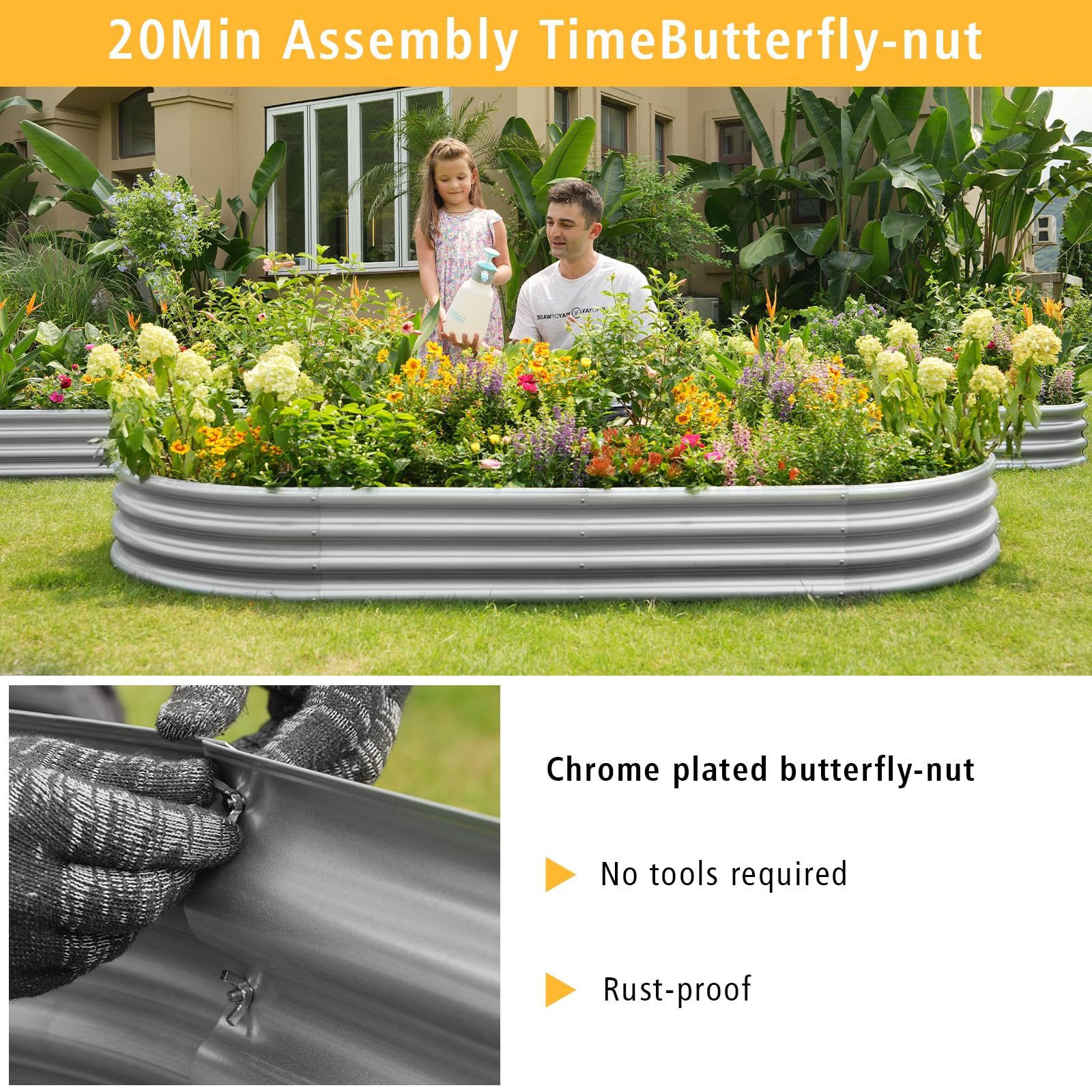 Gardeal raised bed planted with vegetables demonstrating ergonomic planting benefit
