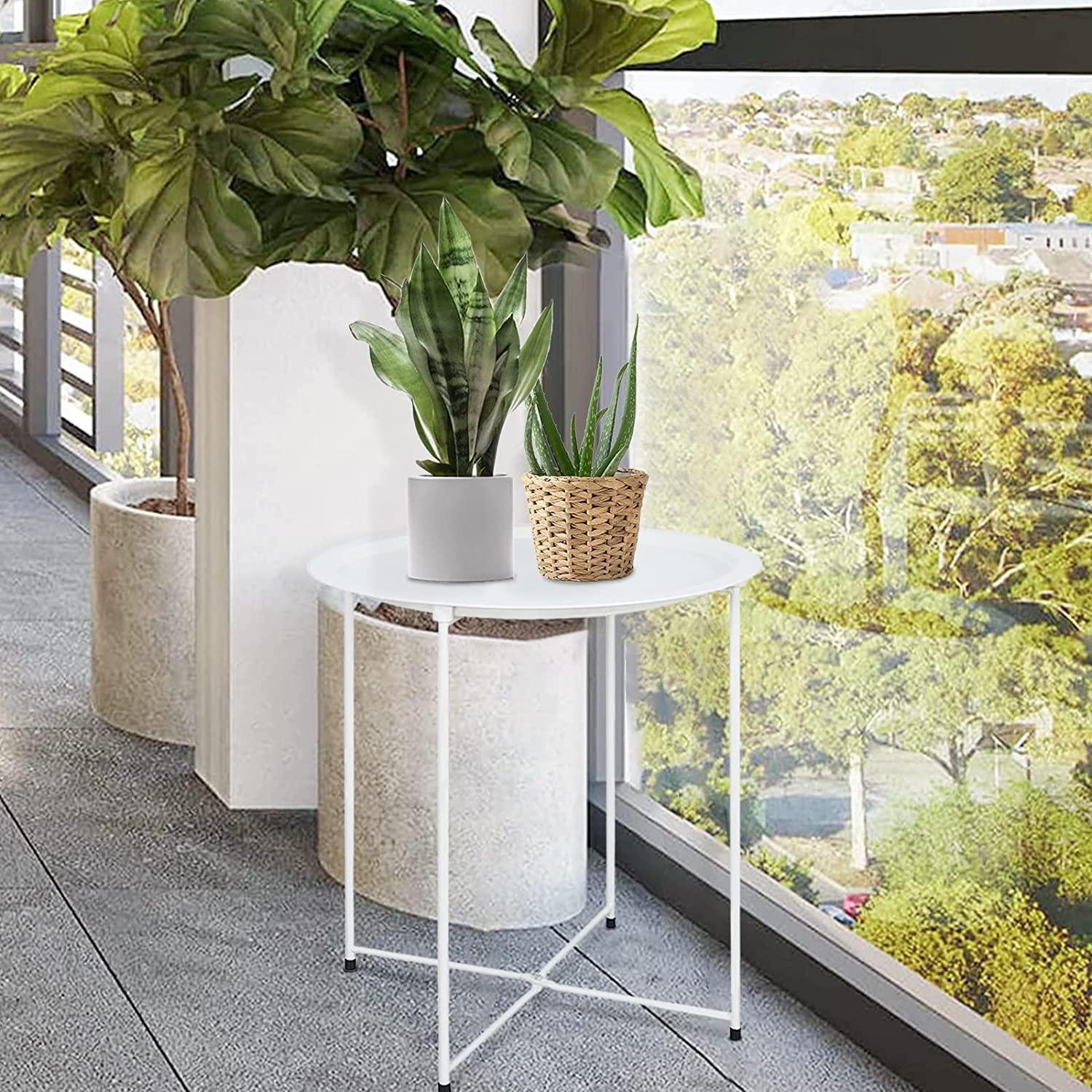 Garden 4 you cyan table next to sofa lifestyle scene adding convenient surface