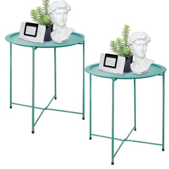 Garden 4 you front view pair showing compact green side tables and quick setup benefit
