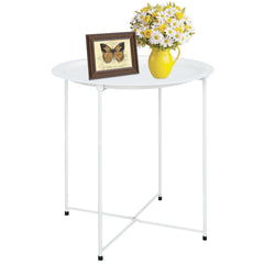 Garden 4 you front view white round side table showing compact design and versatility