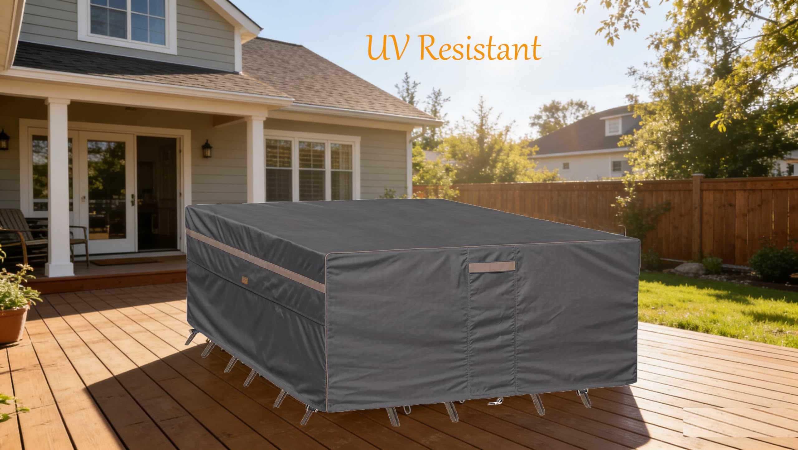 Garden Balsam cover on patio table in use protecting furniture outdoors