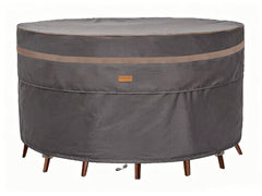 Garden Balsam front view showing full 96" cover protecting round patio table