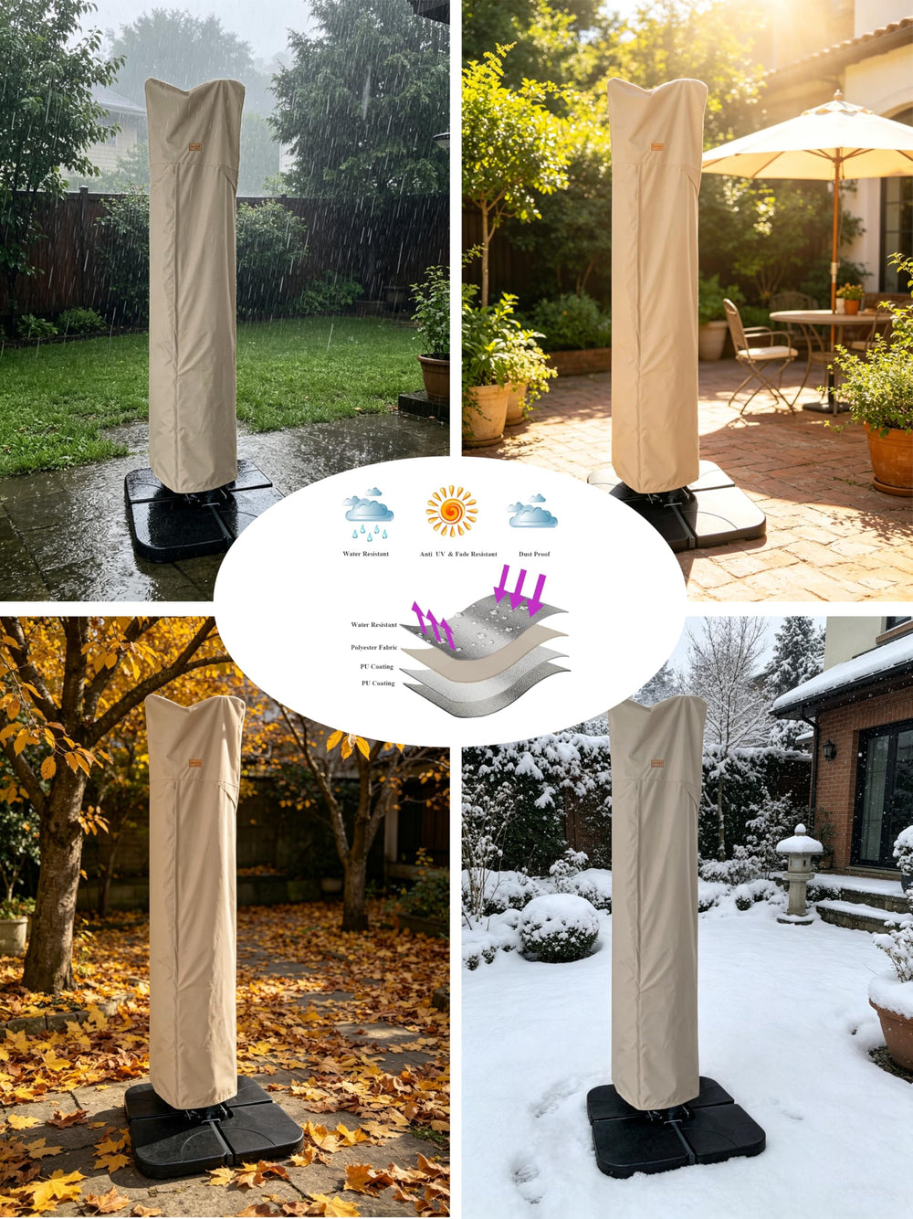 Garden Balsam cover size comparison next to patio chair, shows scale for fit