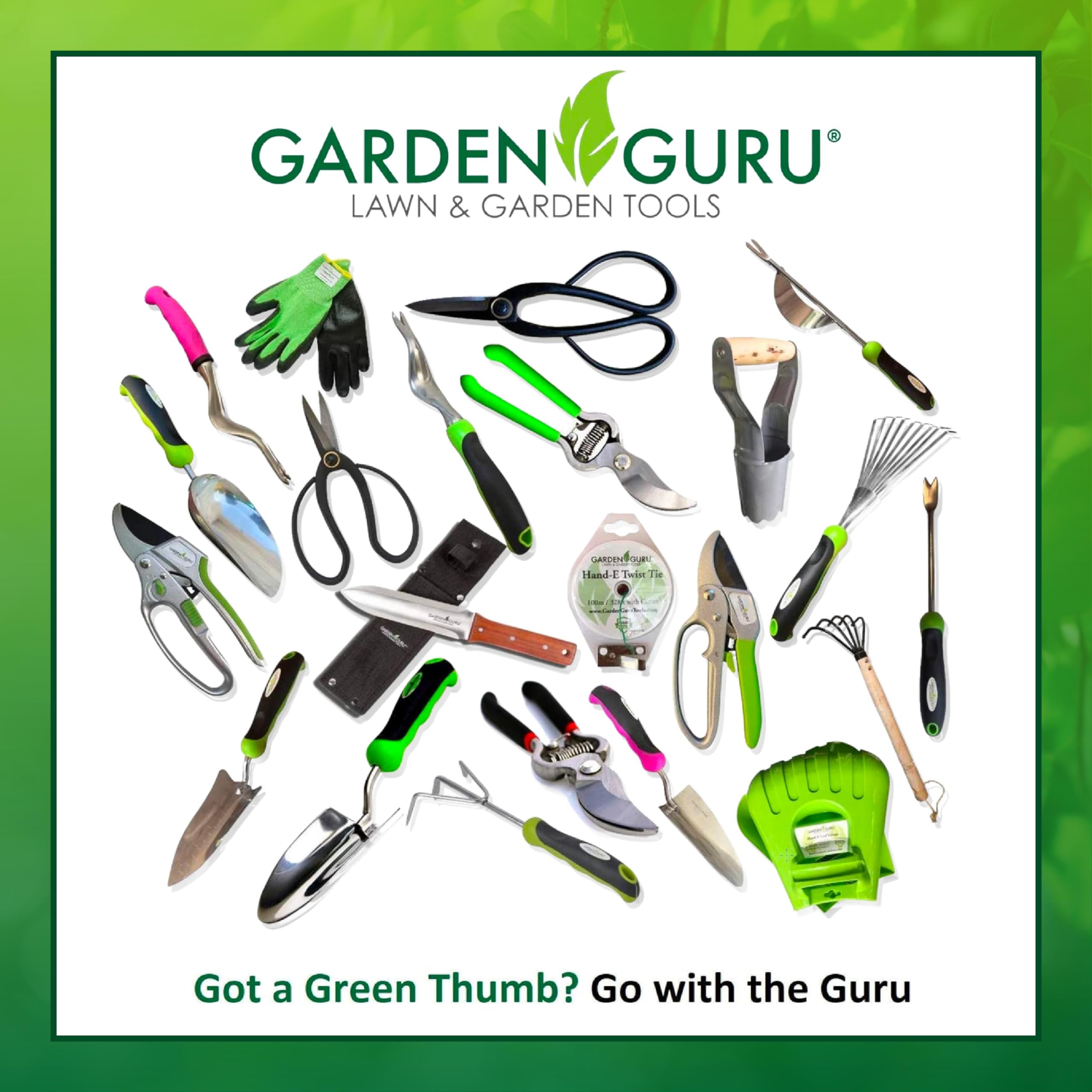Garden Guru tools in a garden setting showing practical use and tidy results