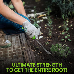Garden Guru weeding fork tines closeup for loosening compacted soil