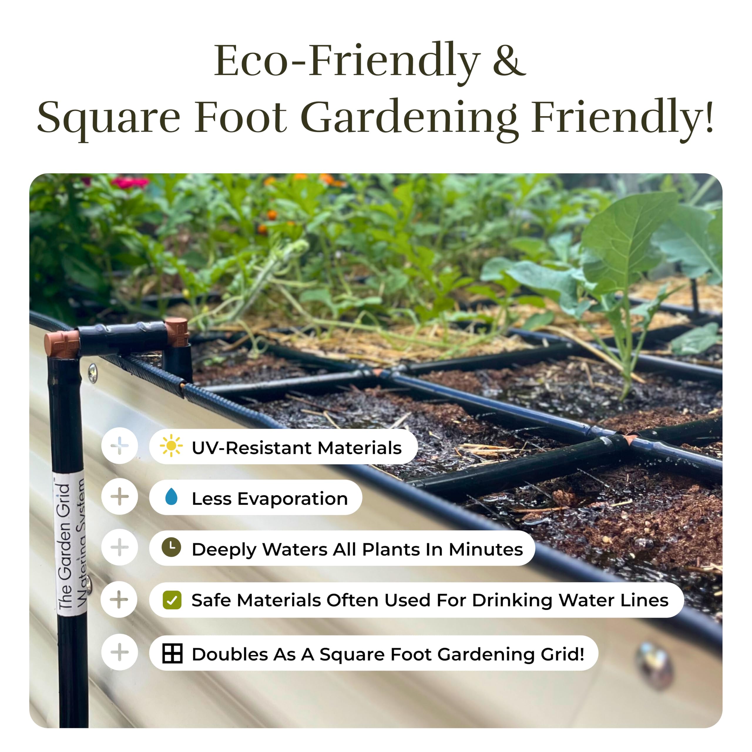 Garden In Minutes built-in filter and durable fittings showing low-maintenance benefit