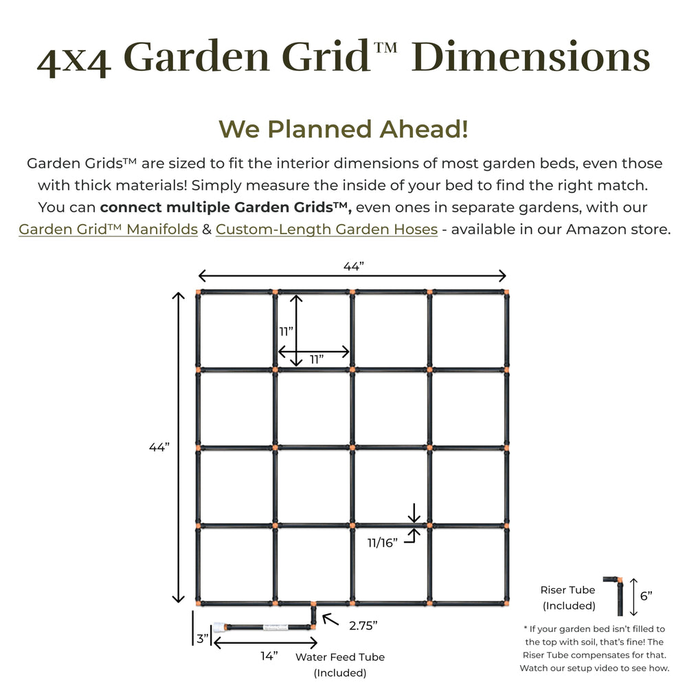 Garden In Minutes grid connected to a hose timer for automated, hands-free watering