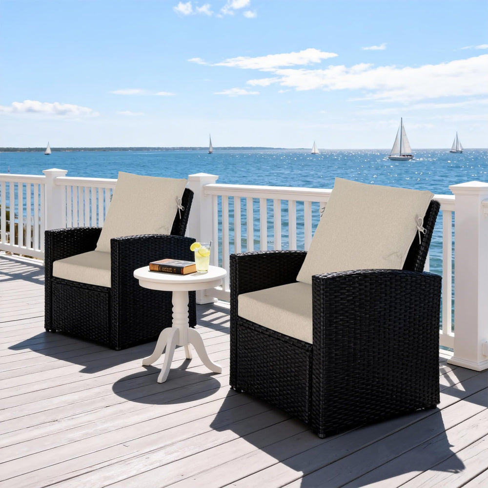Garden lucky back cushion profile with ties visible, secures to chair for stable seating