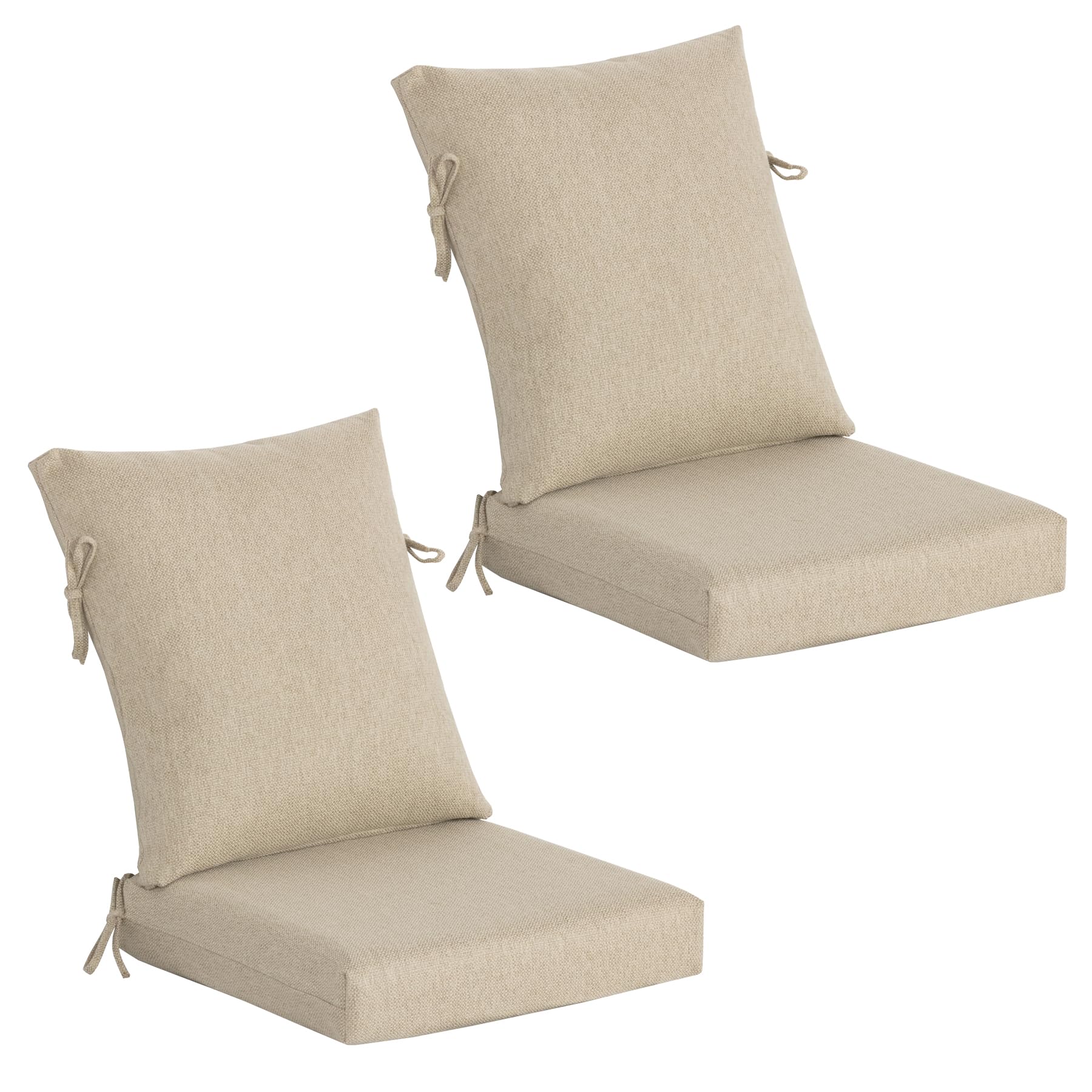 Garden lucky front view of sand beige cushions showing neutral style and patio-ready look