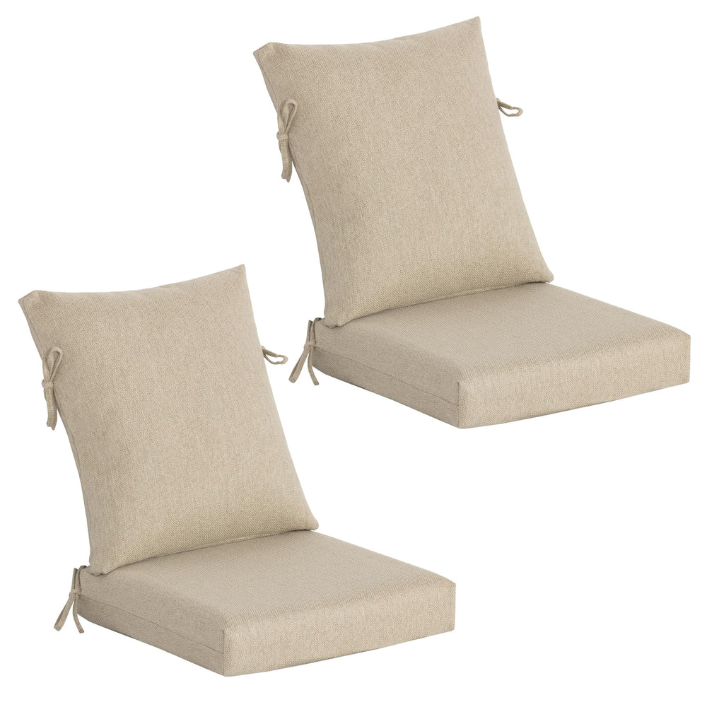 Garden lucky front view of sand beige cushions showing neutral style and patio-ready look