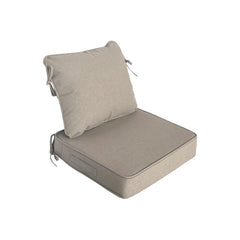 Garden lucky front view of Riverbed cushions showing full fit and color