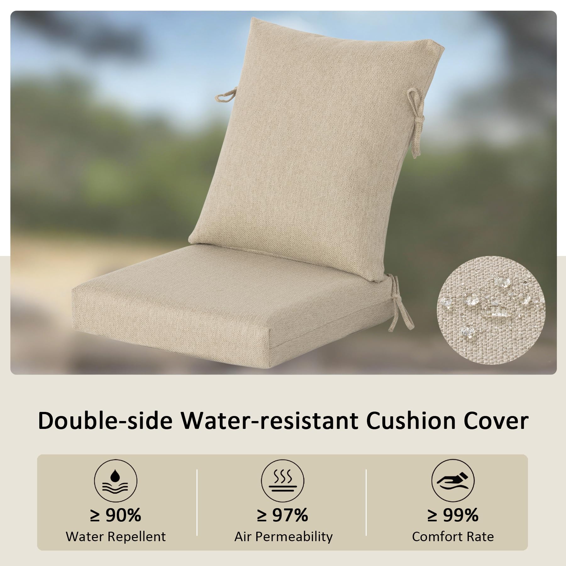 Garden lucky cushion beside ruler showing 20x20x4 inch dimensions and fit clarity