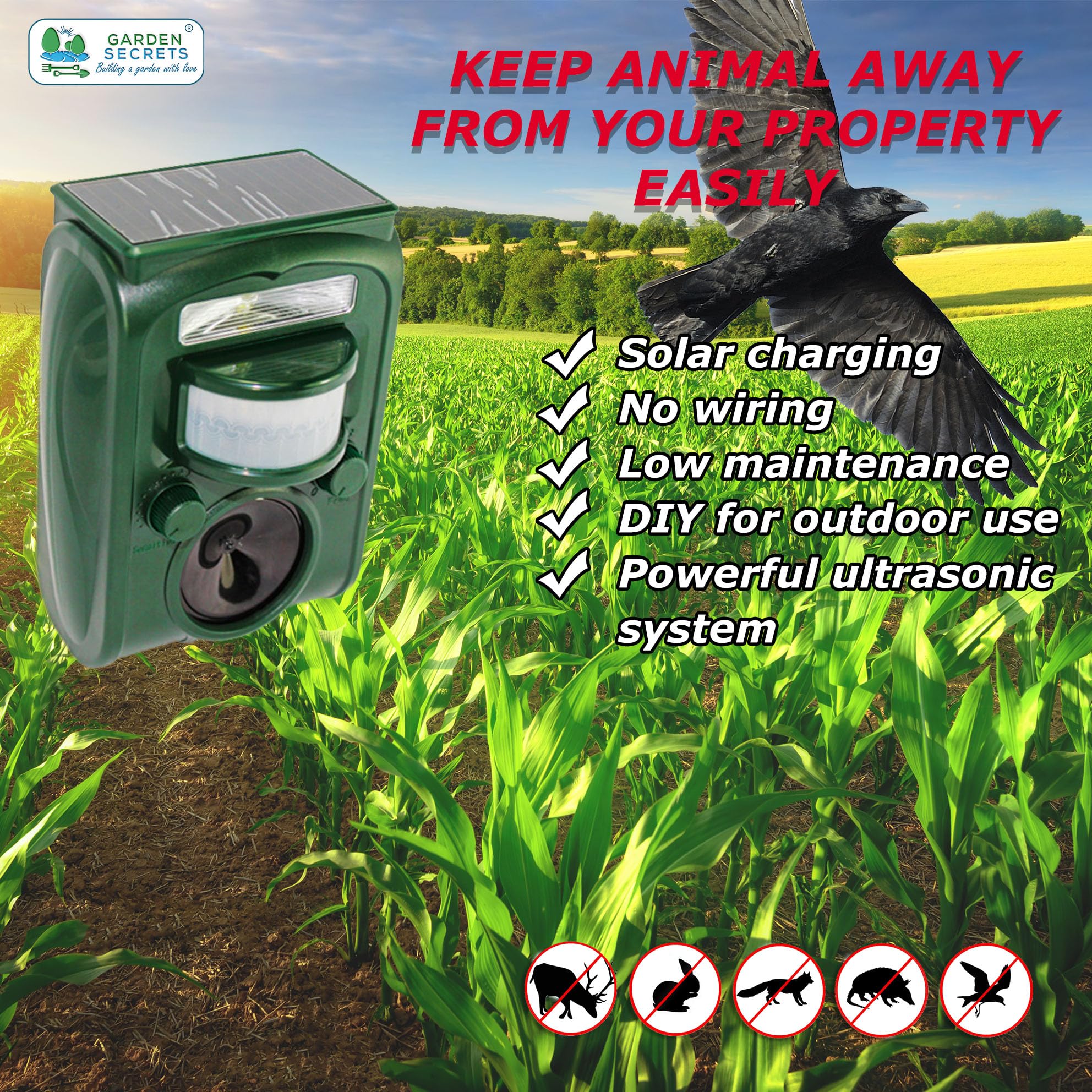 GARDEN SECRETS battery compartment open for easy replacement and service