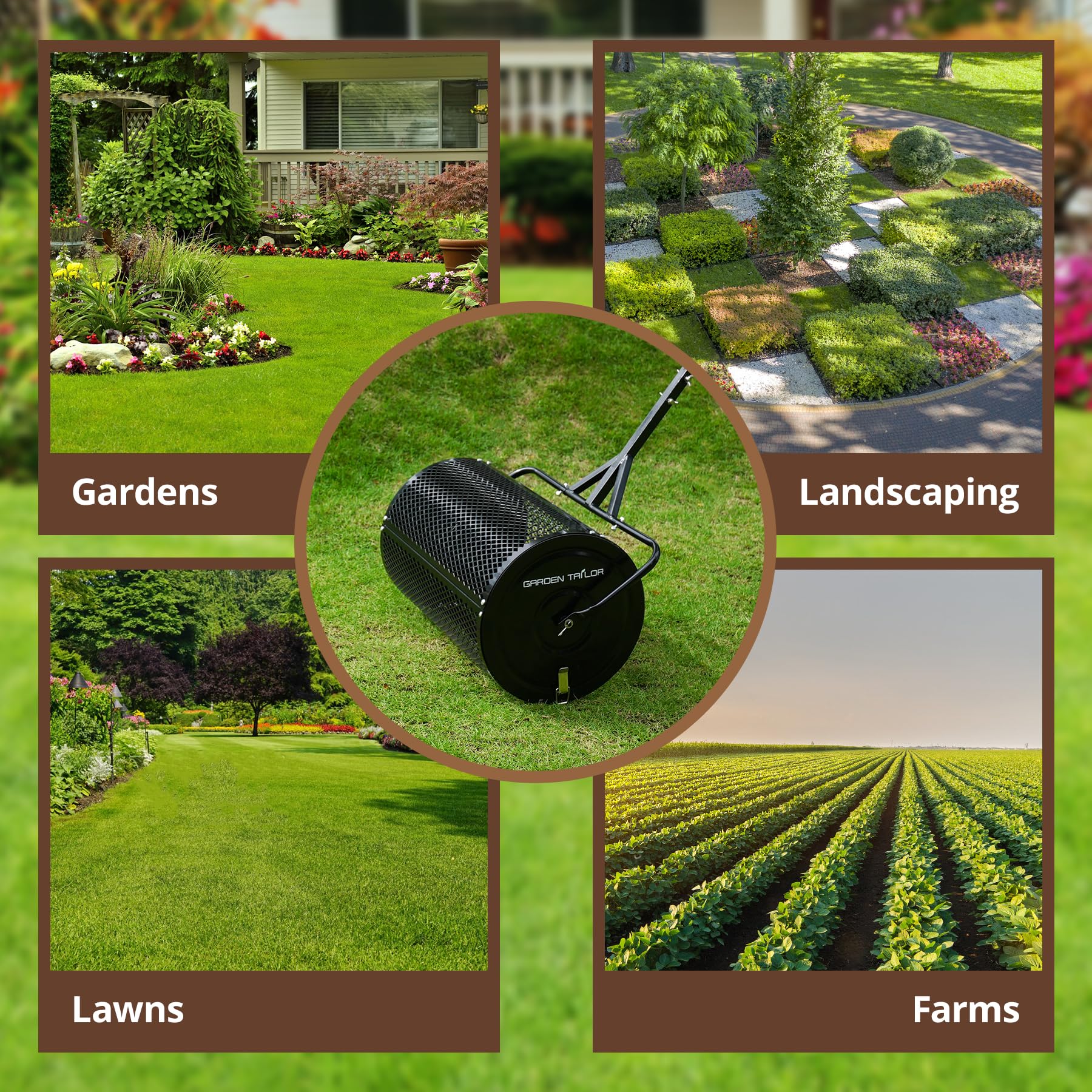 Garden Tailor spreader in use topdressing a lawn to save time and effort