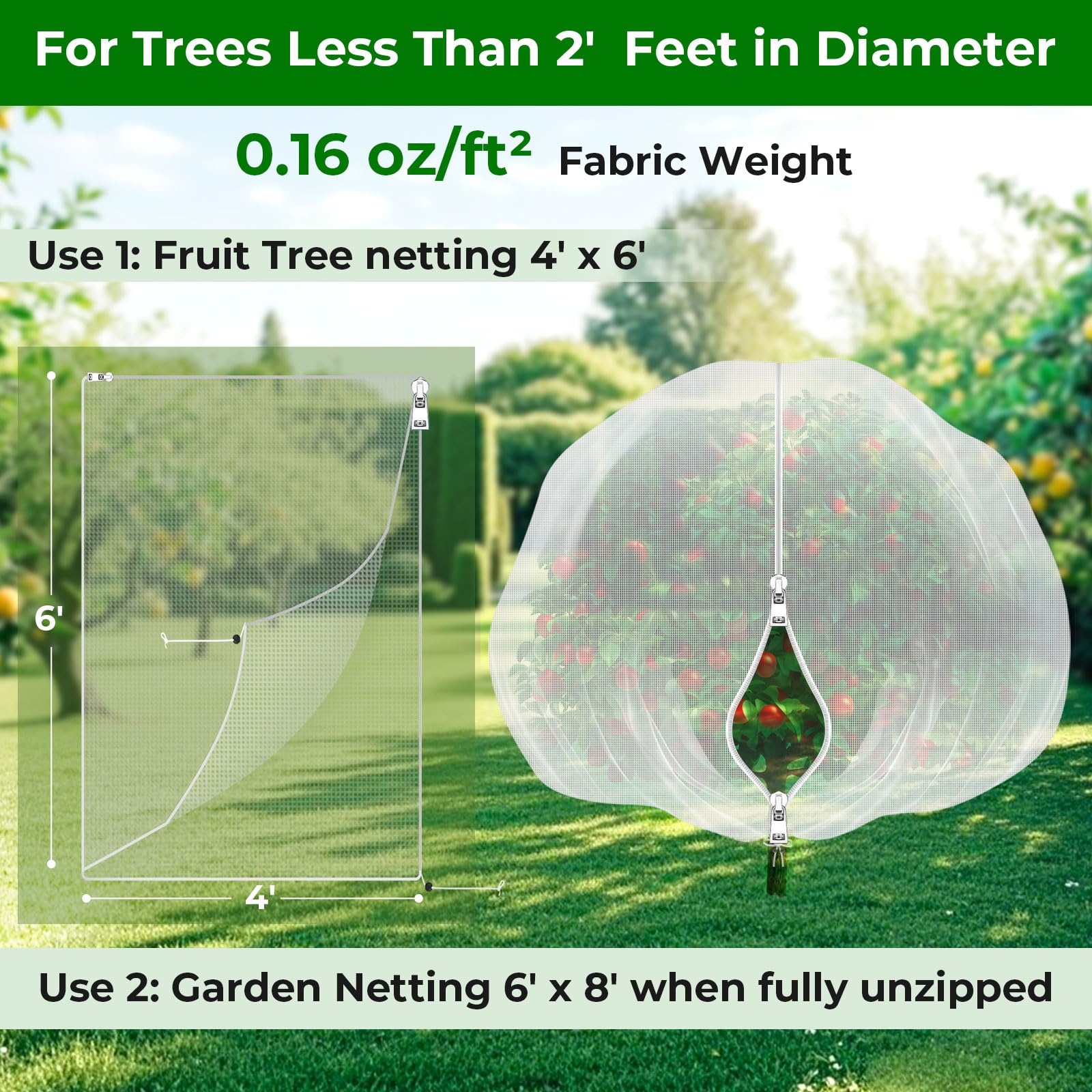 Garden Tailor netting installed on apple tree protecting fruit from birds
