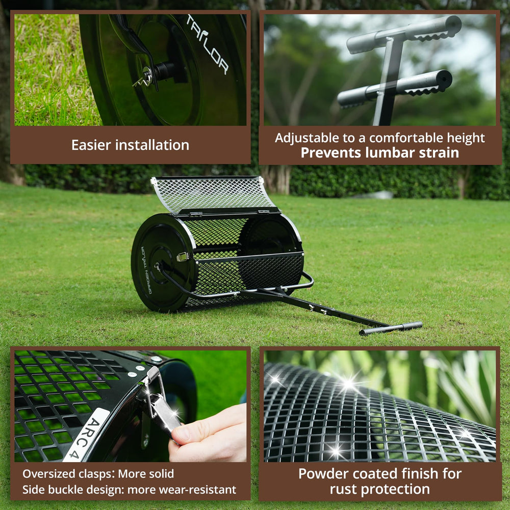 Garden Tailor wheels and powder-coated frame for rust-resistant durability