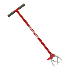 Garden Weasel close-up of carbon steel tines highlighting rust-resistant finish and strength