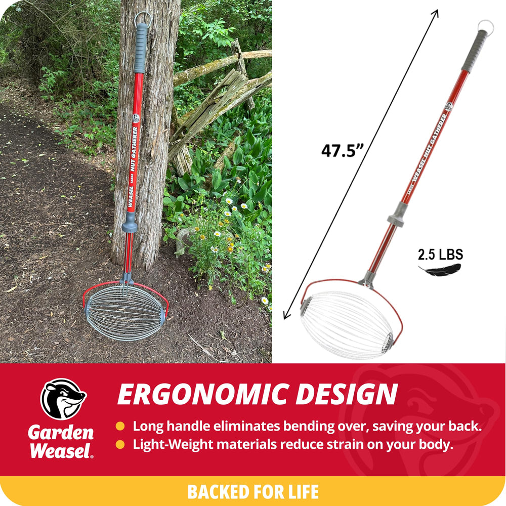 Garden Weasel cage opening with release mechanism showing easy hands-free emptying benefit