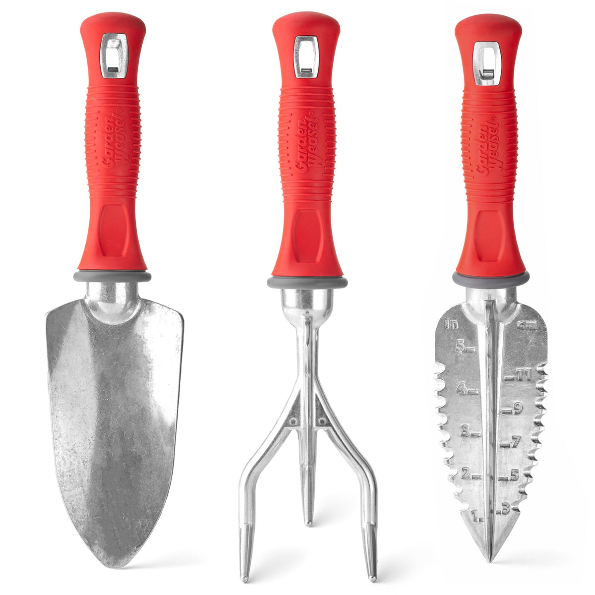 GARDEN WEASEL front packaging showing full three-piece set and benefits