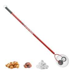 GARDEN WEASEL front view showing medium nut gatherer ready to roll and save time