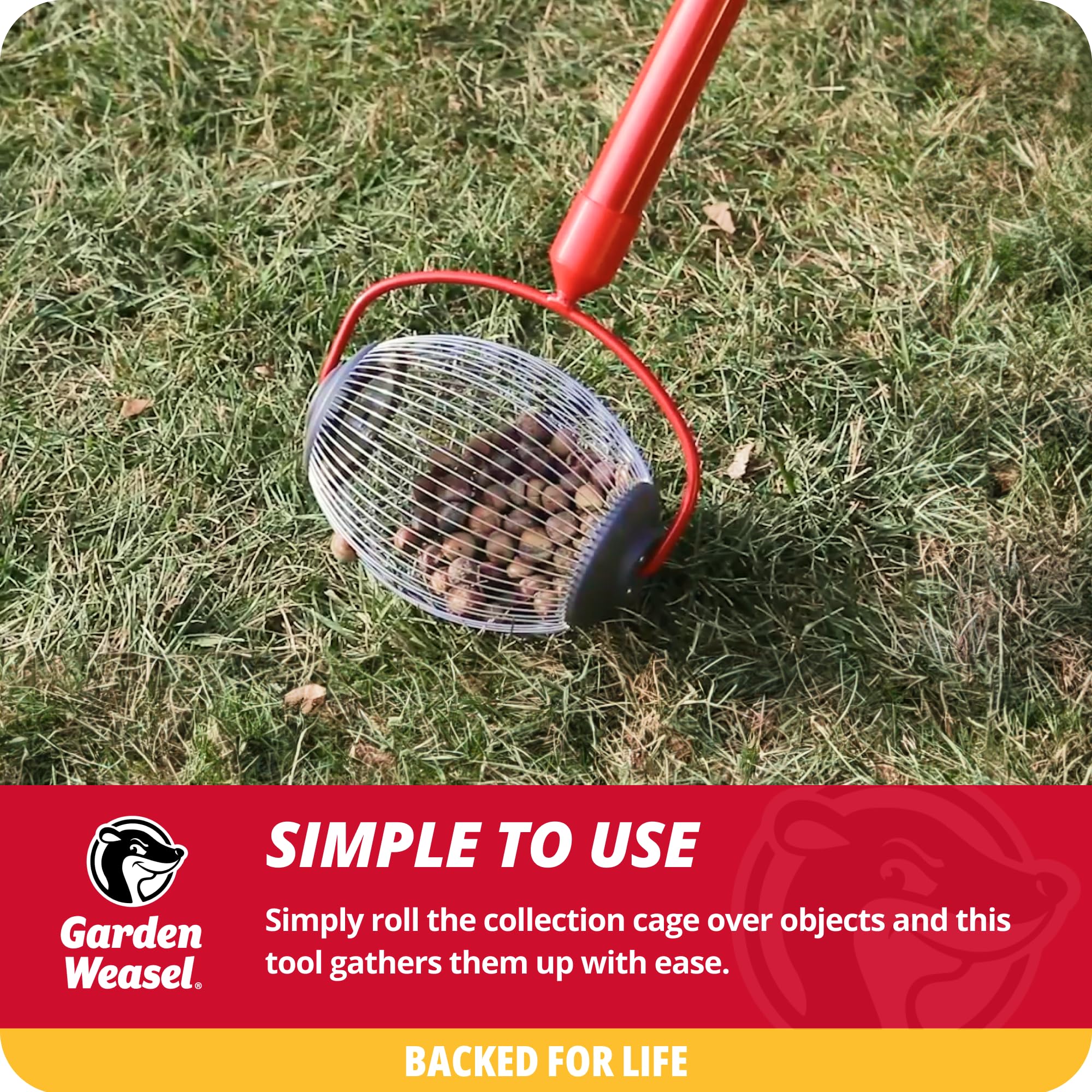 GARDEN WEASEL label and fasteners close-up highlighting build quality