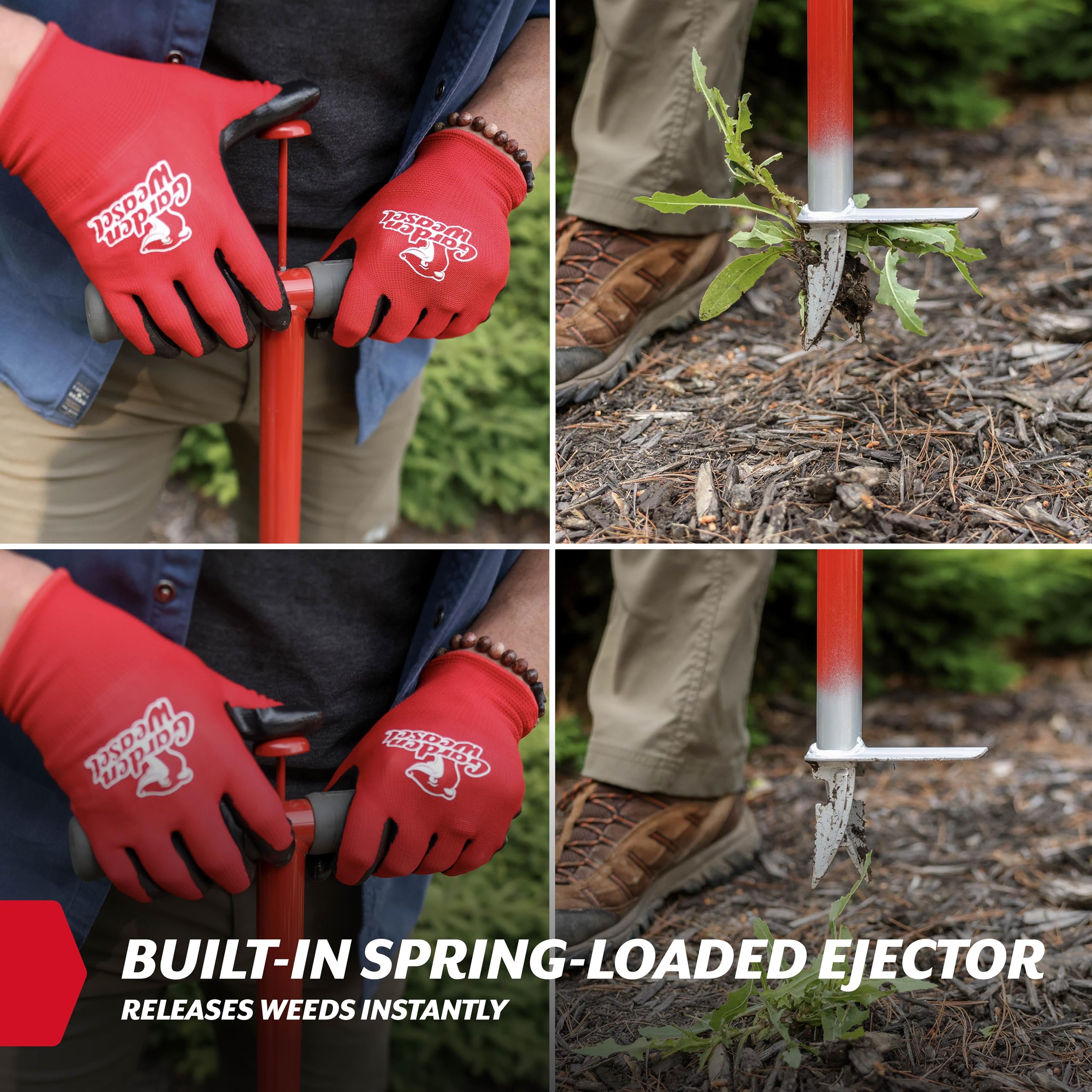 GARDEN WEASEL product label and steel construction highlighting durable materials