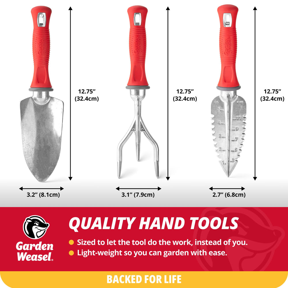 GARDEN WEASEL tools in use transplanting seedlings for careful root handling