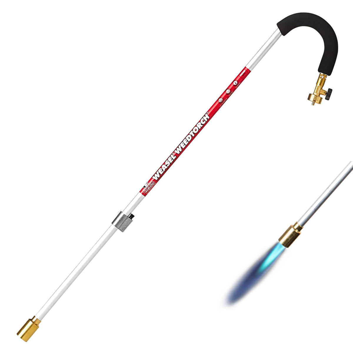GARDEN WEASEL front view showing torch and benefits of upright use