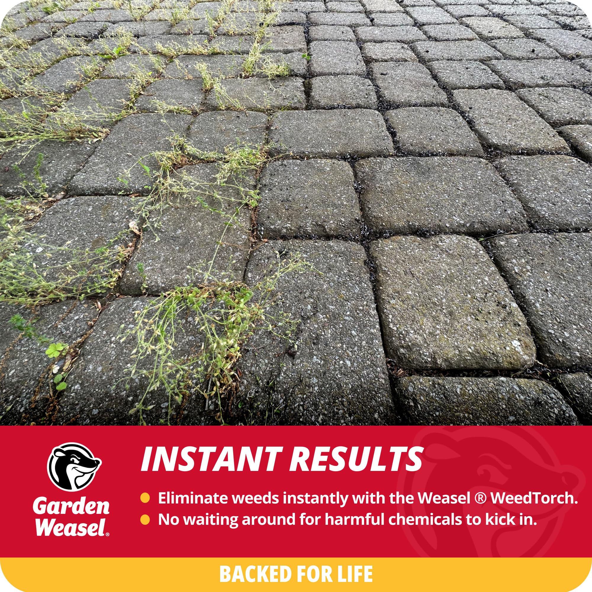 GARDEN WEASEL lifestyle image on garden pathway demonstrating quick maintenance